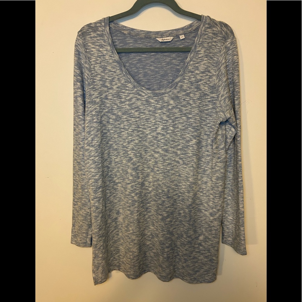EUC REITMANS LONG SLEEVE TUNIC, SIZE LARGE, BLUE/WHITE MIX